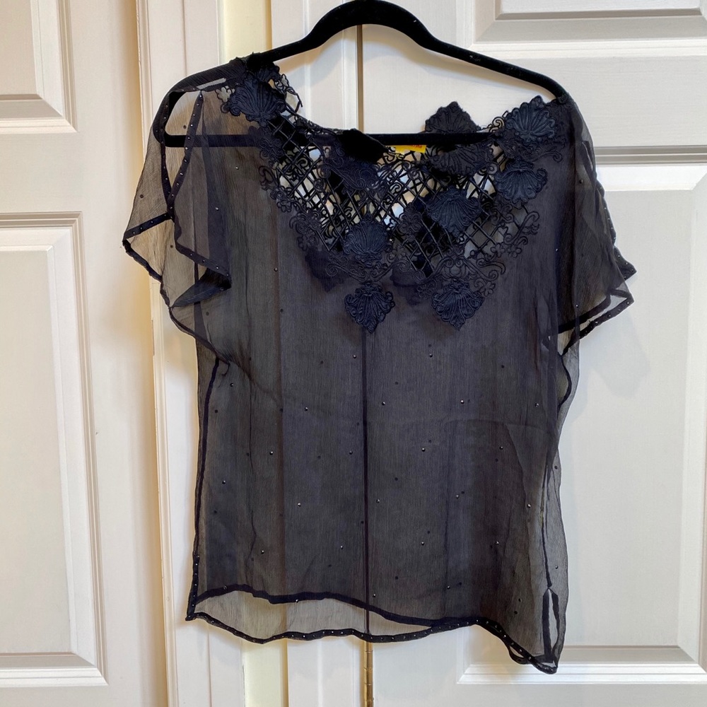 Catherine Malandrino Black Chiffon Top